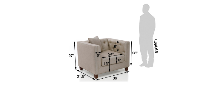 Royal Fabric Sofa Single Seater (Light Grey)